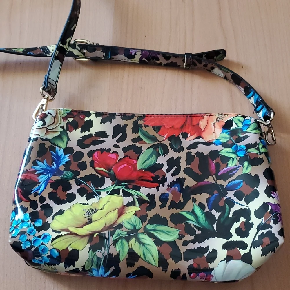 Animal Print Floral Glossy Crossbody Bag